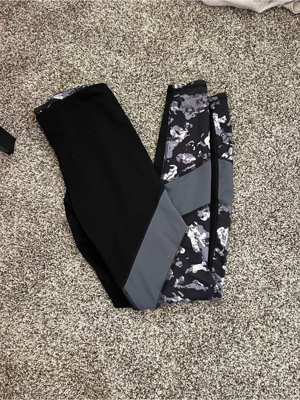 Champion Black Leggings with Gray Camo Trim